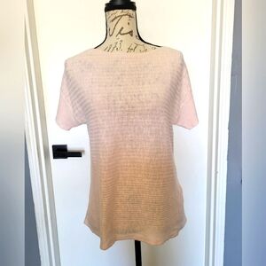 Eileen Fisher Organic‎ Linen and Cotton Light Pink Ribbed Short Sleeve Top XS